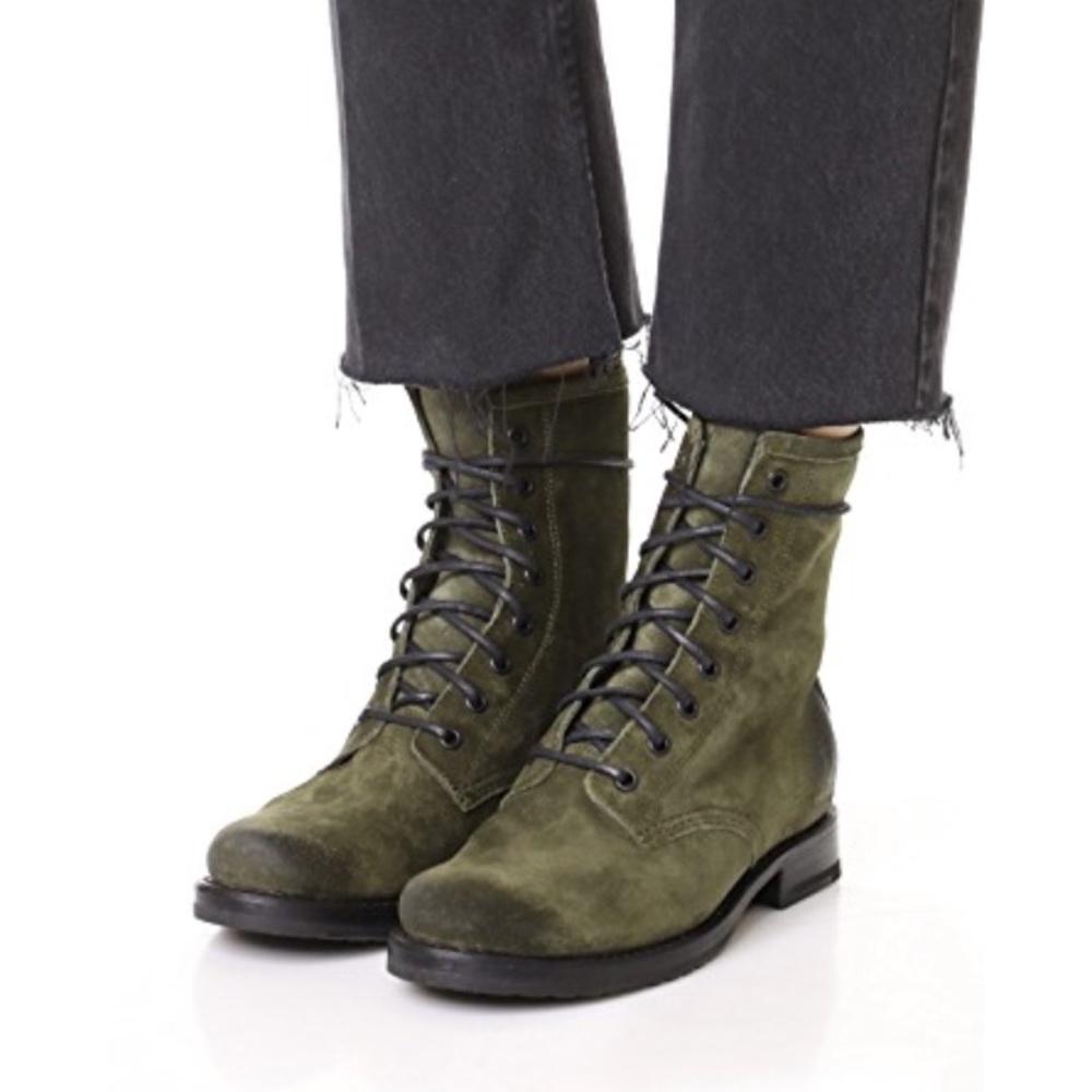 • Frye • Veronica Lace Up Combat Boots Gray New - Picture 2 of 4